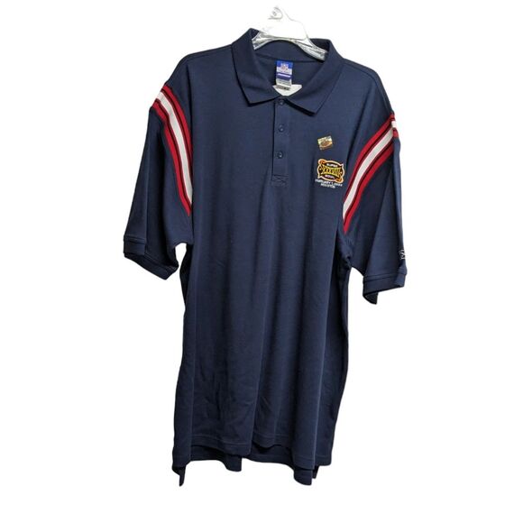 NFL Reebok Polo Men 2XLarge Super Bowl XXXVIII Houston 2004 Navy Blue 2XL *NEW* - Picture 1 of 8